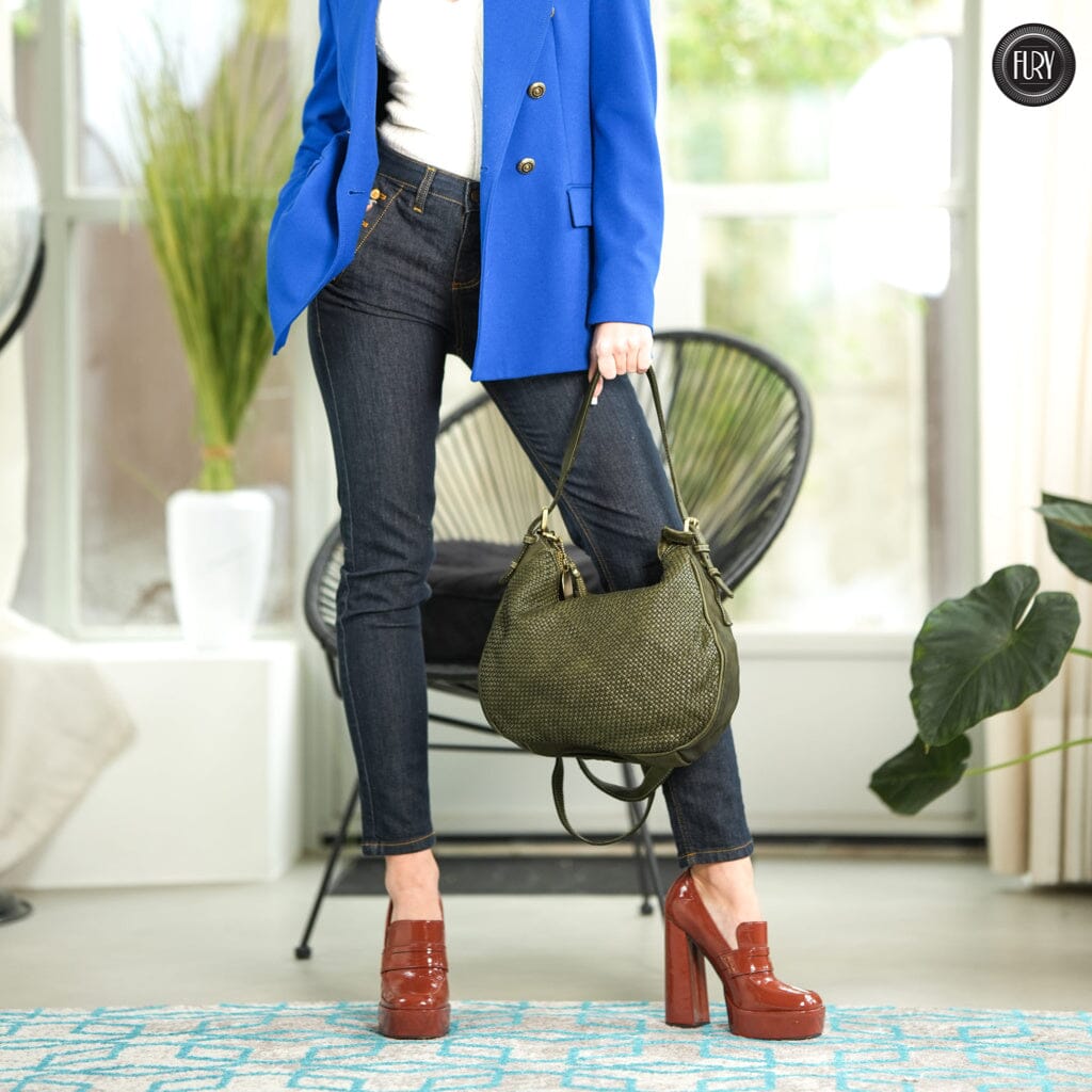 Borsa a spalla Ginger in pelle intrecciata