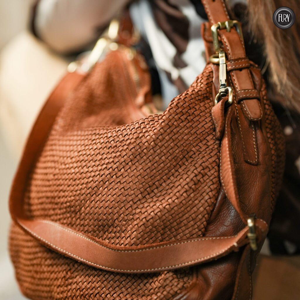 Borsa a spalla Ginger in pelle intrecciata