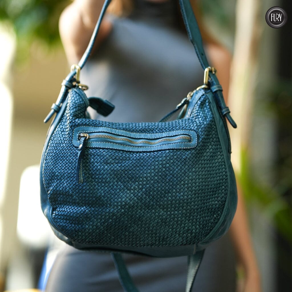 Borsa a spalla Ginger in pelle intrecciata