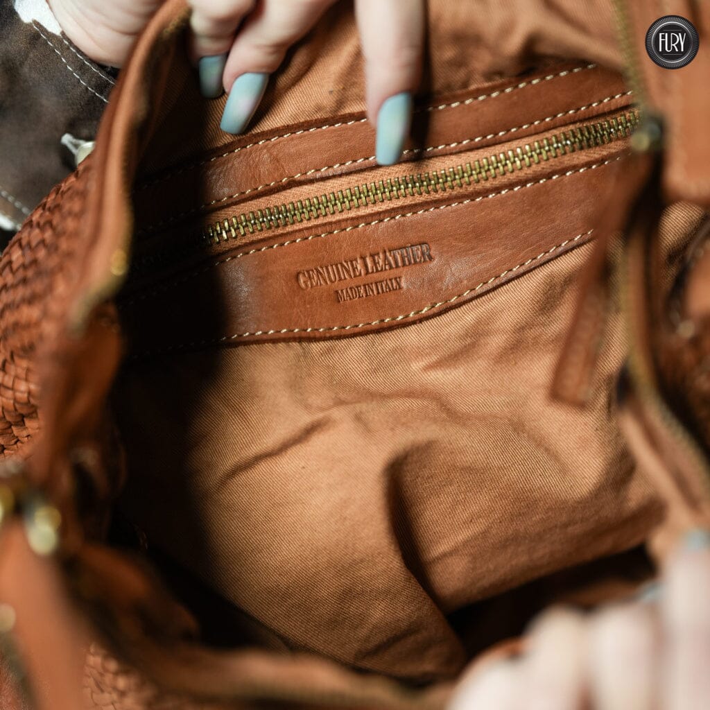 Borsa a spalla Ginger in pelle intrecciata