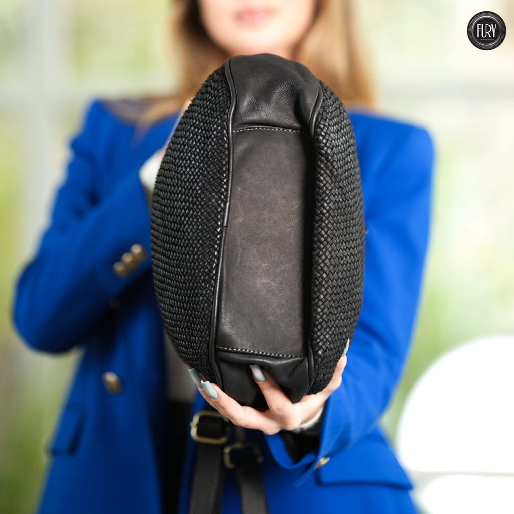 Borsa a spalla Ginger in pelle intrecciata