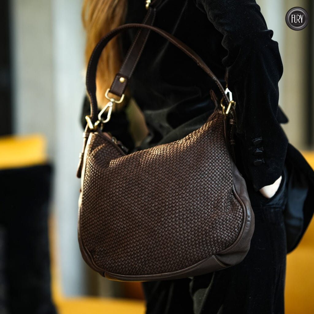 Borsa a spalla Ginger in pelle intrecciata