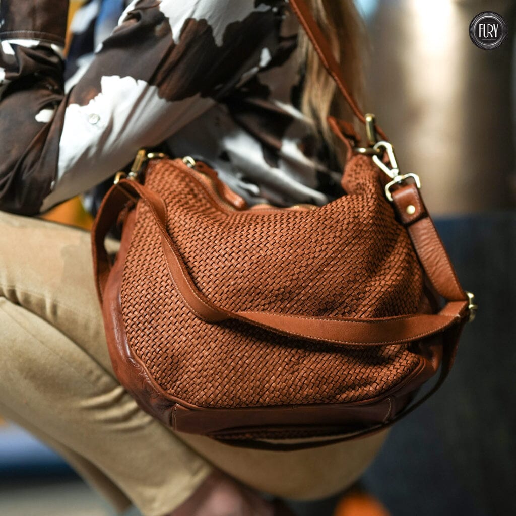 Borsa a spalla Ginger in pelle intrecciata