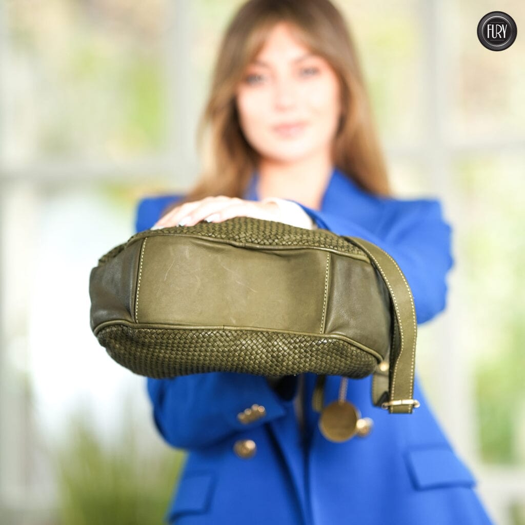 Borsa a spalla Ginger in pelle intrecciata