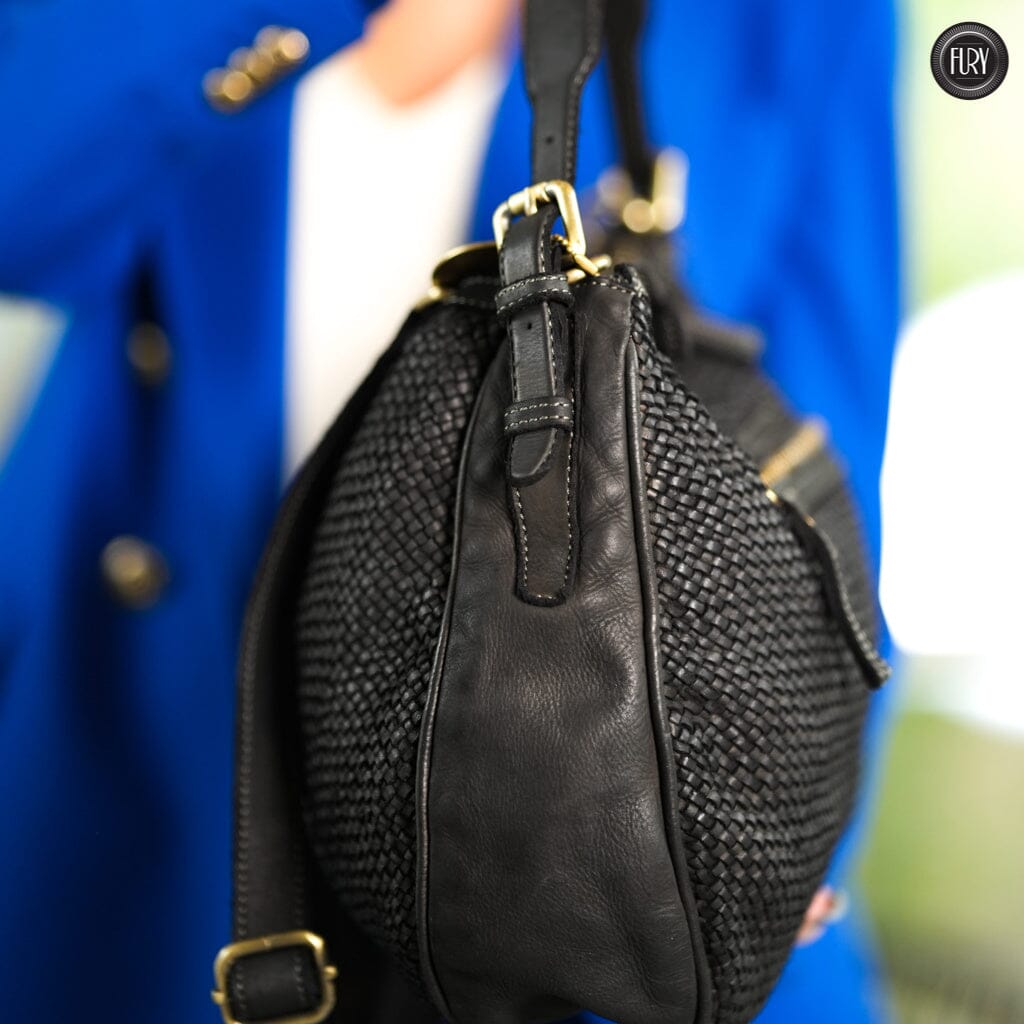 Borsa a spalla Ginger in pelle intrecciata