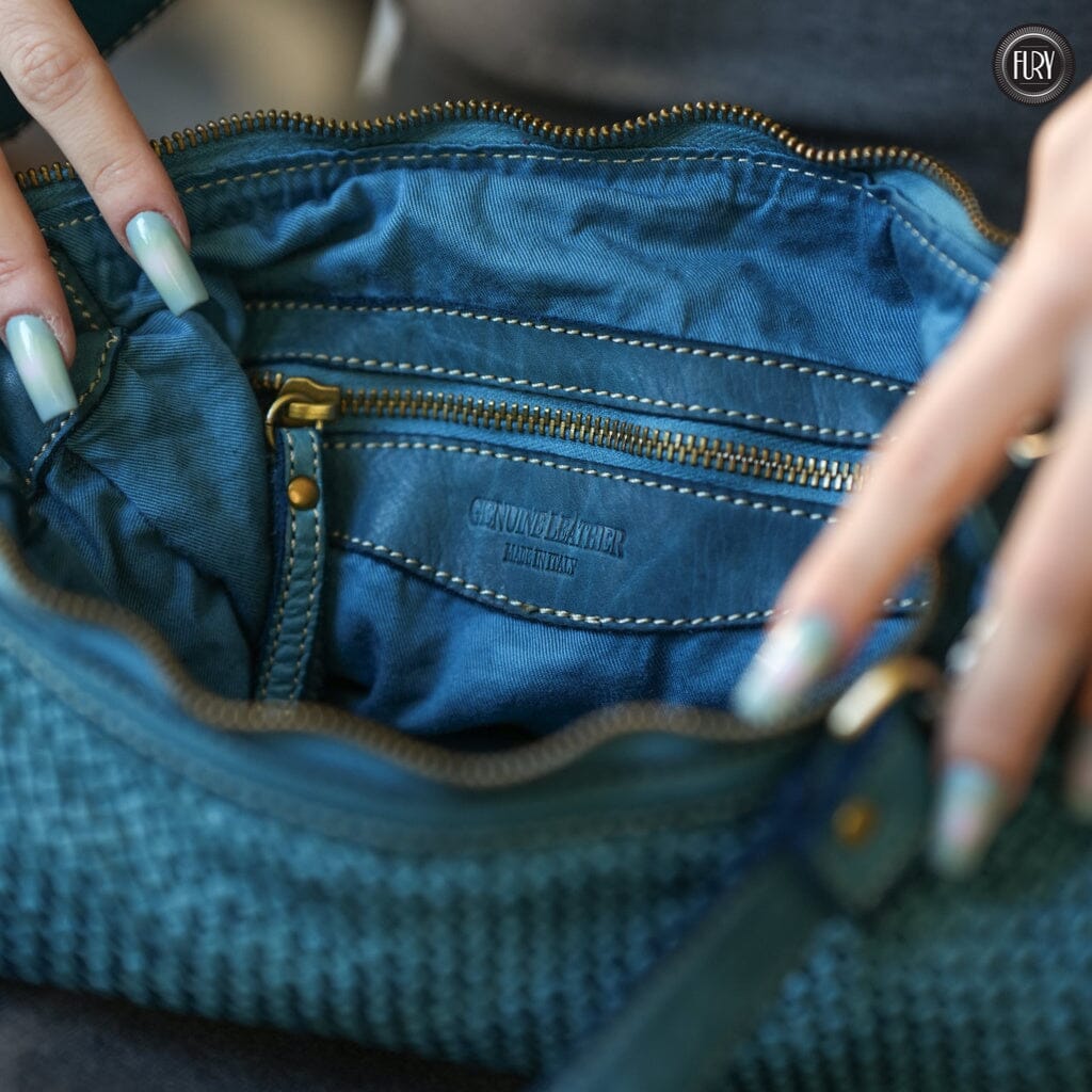 Borsa a spalla Ginger in pelle intrecciata