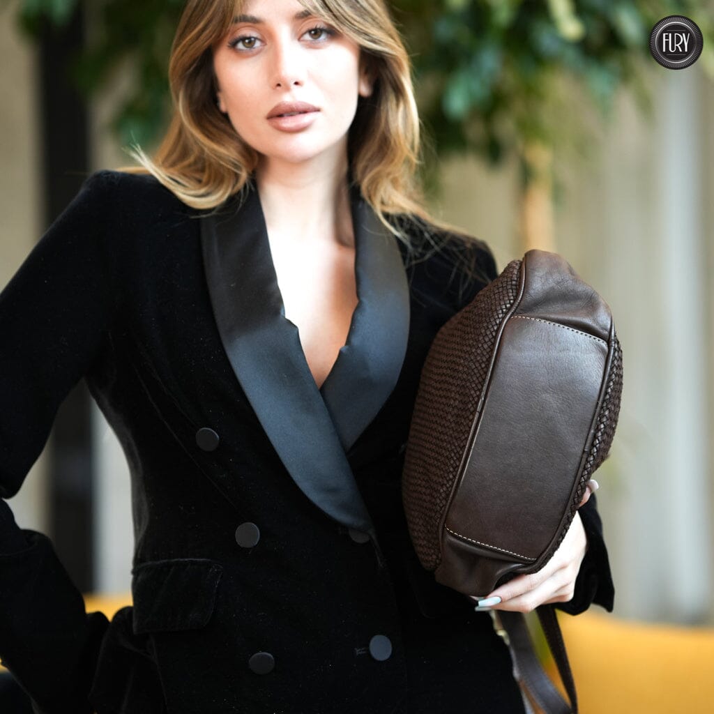 Borsa a spalla Ginger in pelle intrecciata