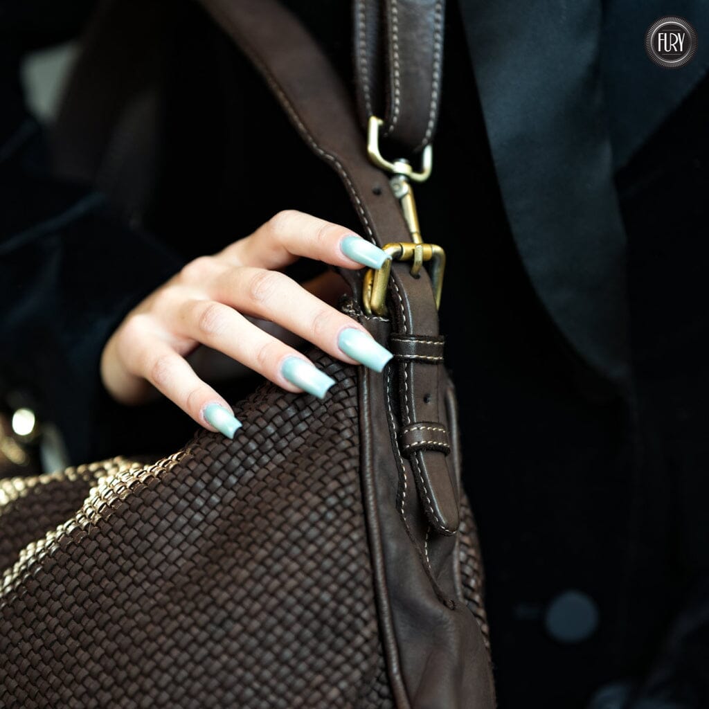 Borsa a spalla Ginger in pelle intrecciata