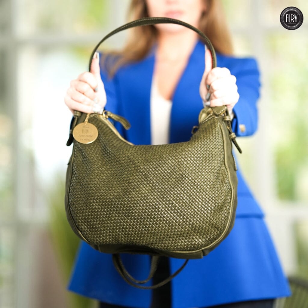 Borsa a spalla Ginger in pelle intrecciata
