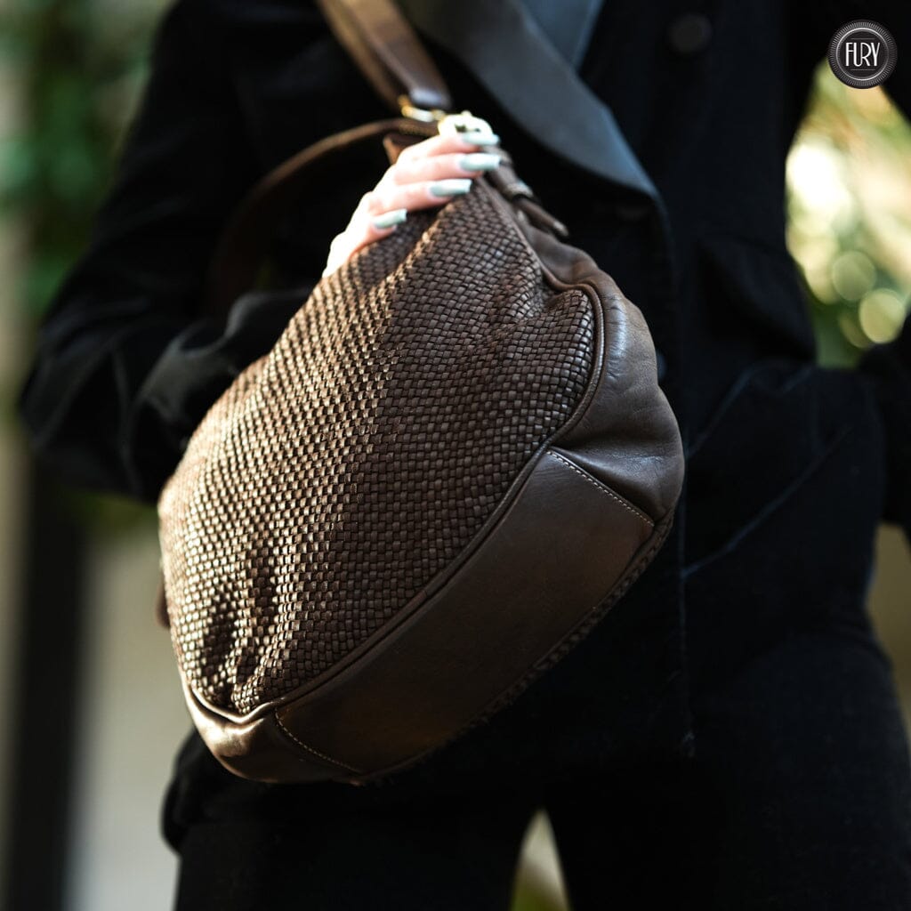 Borsa a spalla Ginger in pelle intrecciata