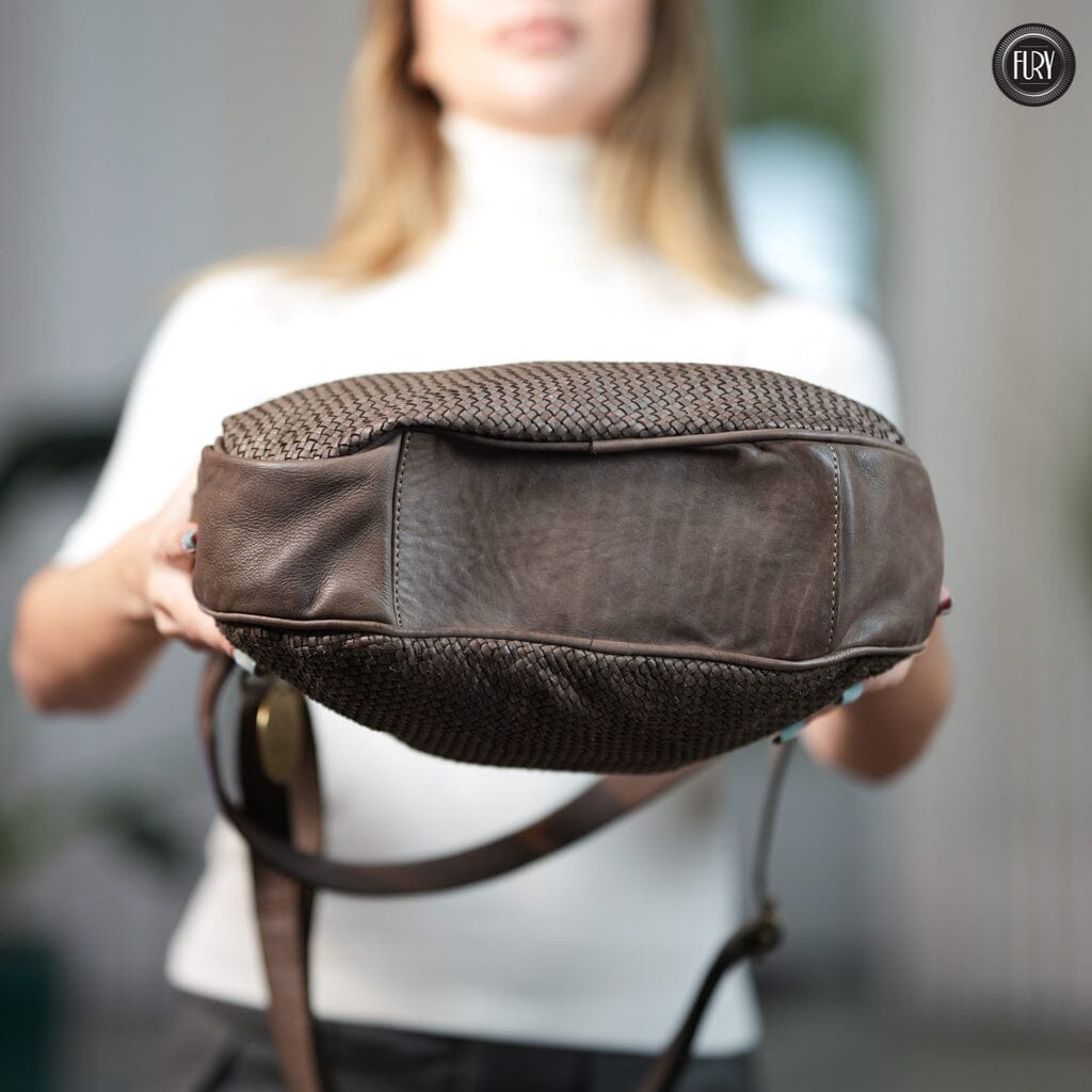 Borsa a spalla Ginger in pelle intrecciata