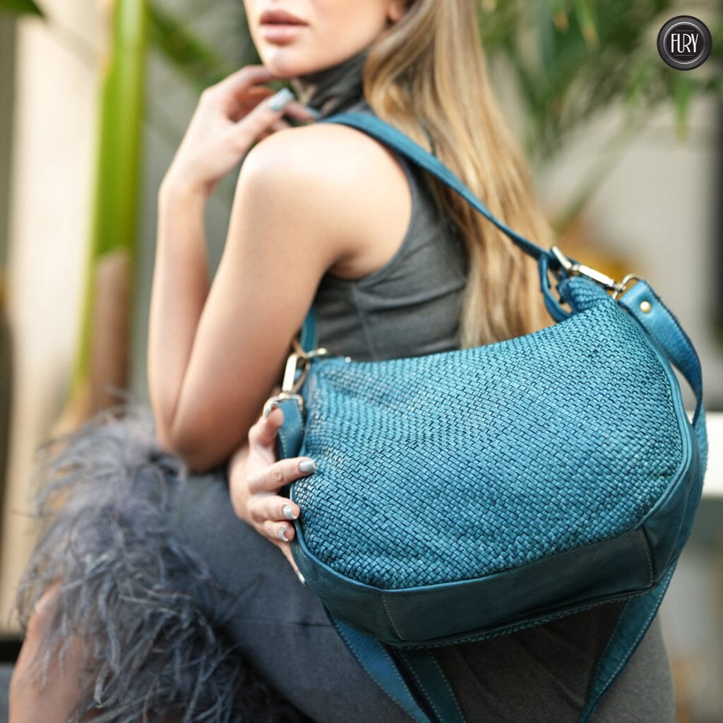Borsa a spalla Ginger in pelle intrecciata