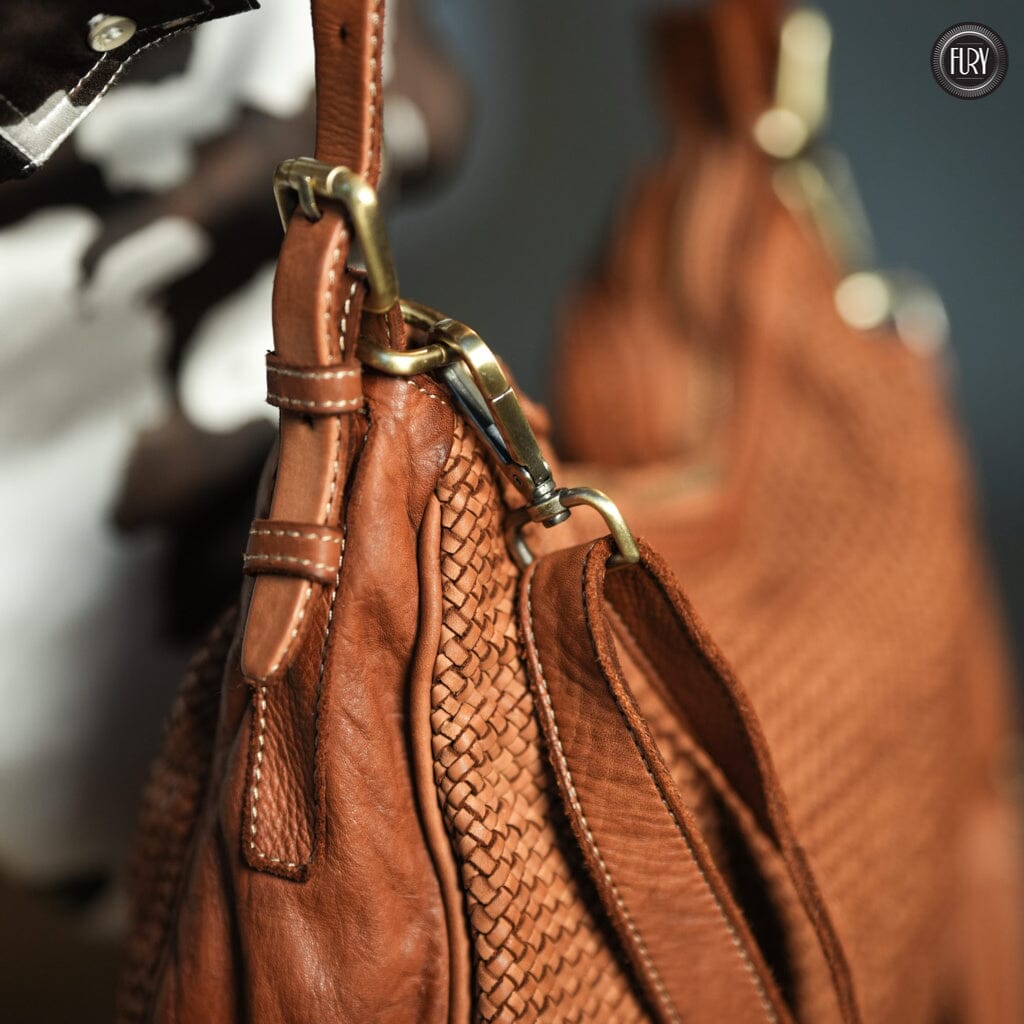 Borsa a spalla Ginger in pelle intrecciata