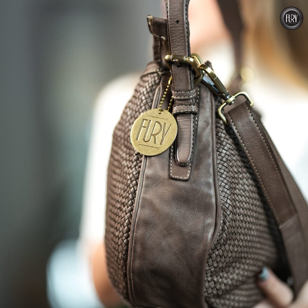 Borsa a spalla Ginger in pelle intrecciata