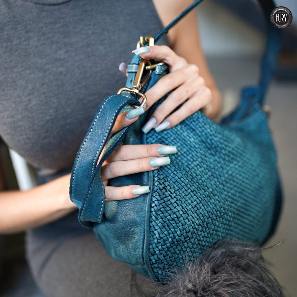 Borsa a spalla Ginger in pelle intrecciata