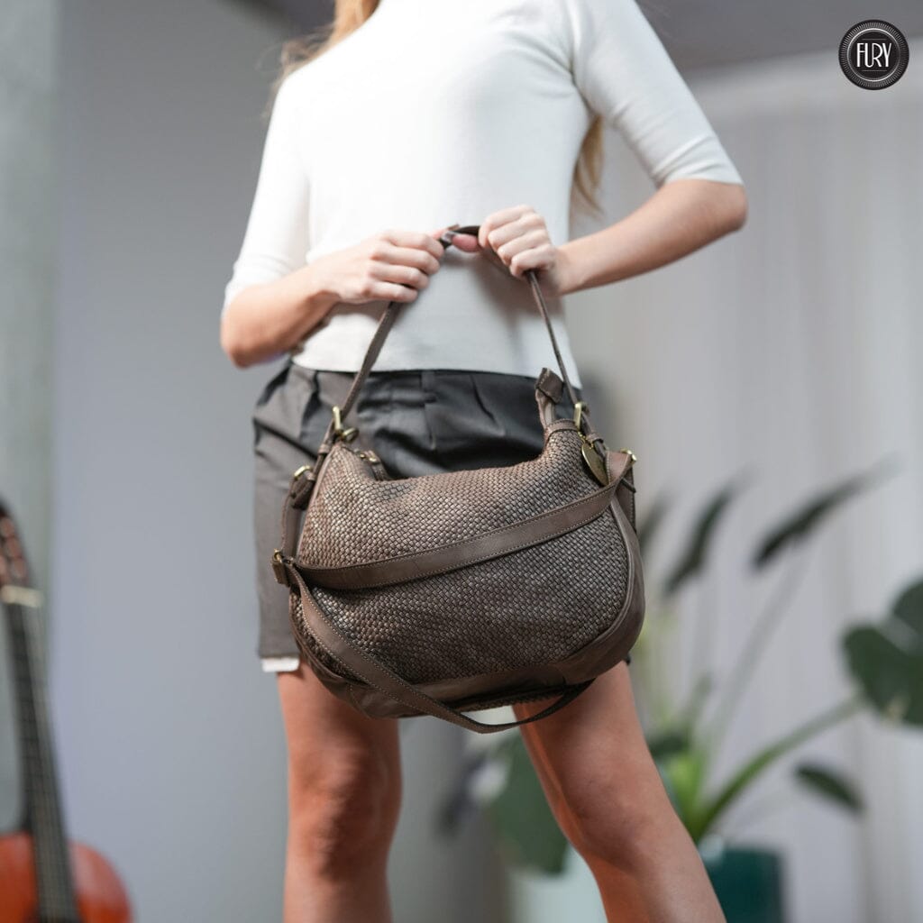 Borsa a spalla Ginger in pelle intrecciata