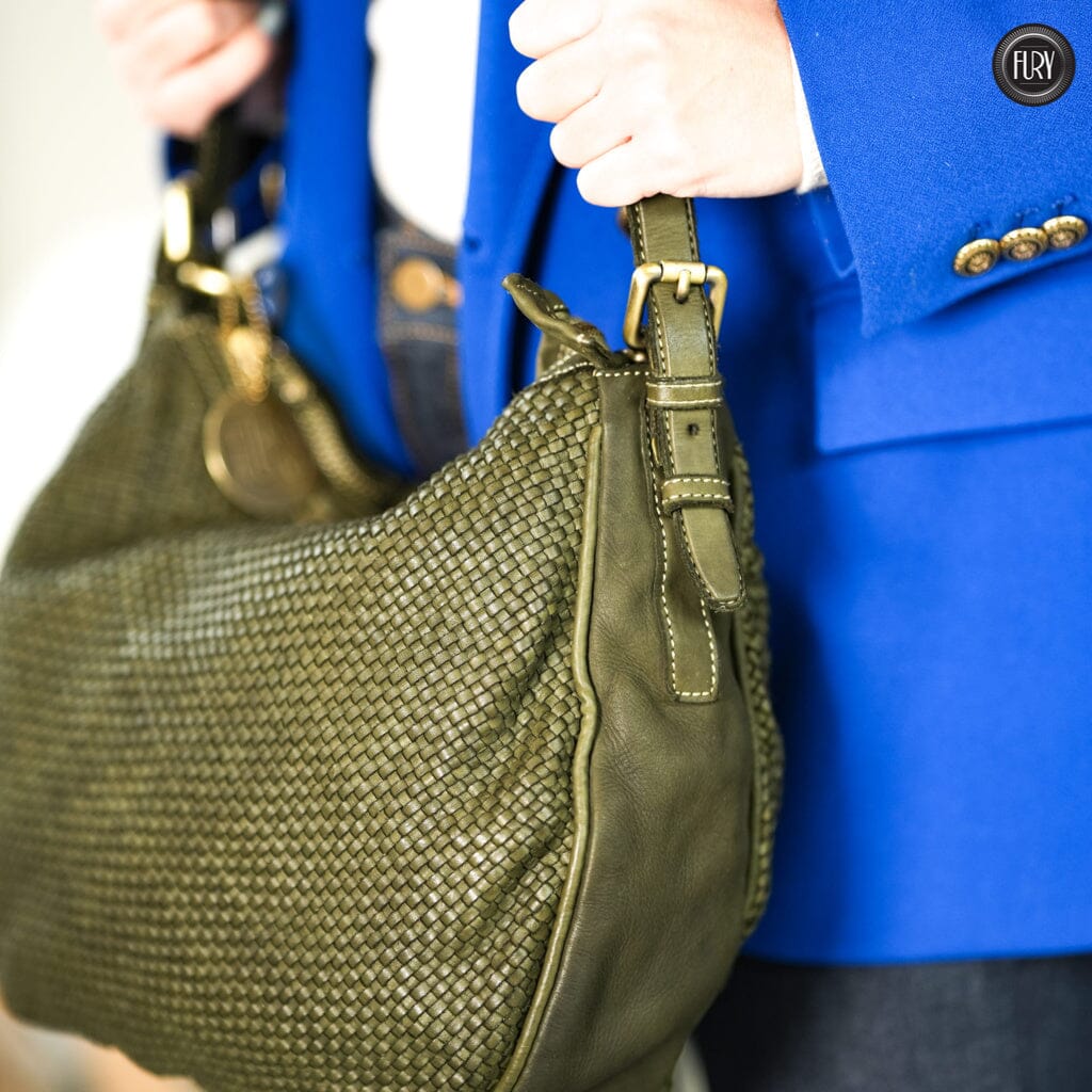 Borsa a spalla Ginger in pelle intrecciata
