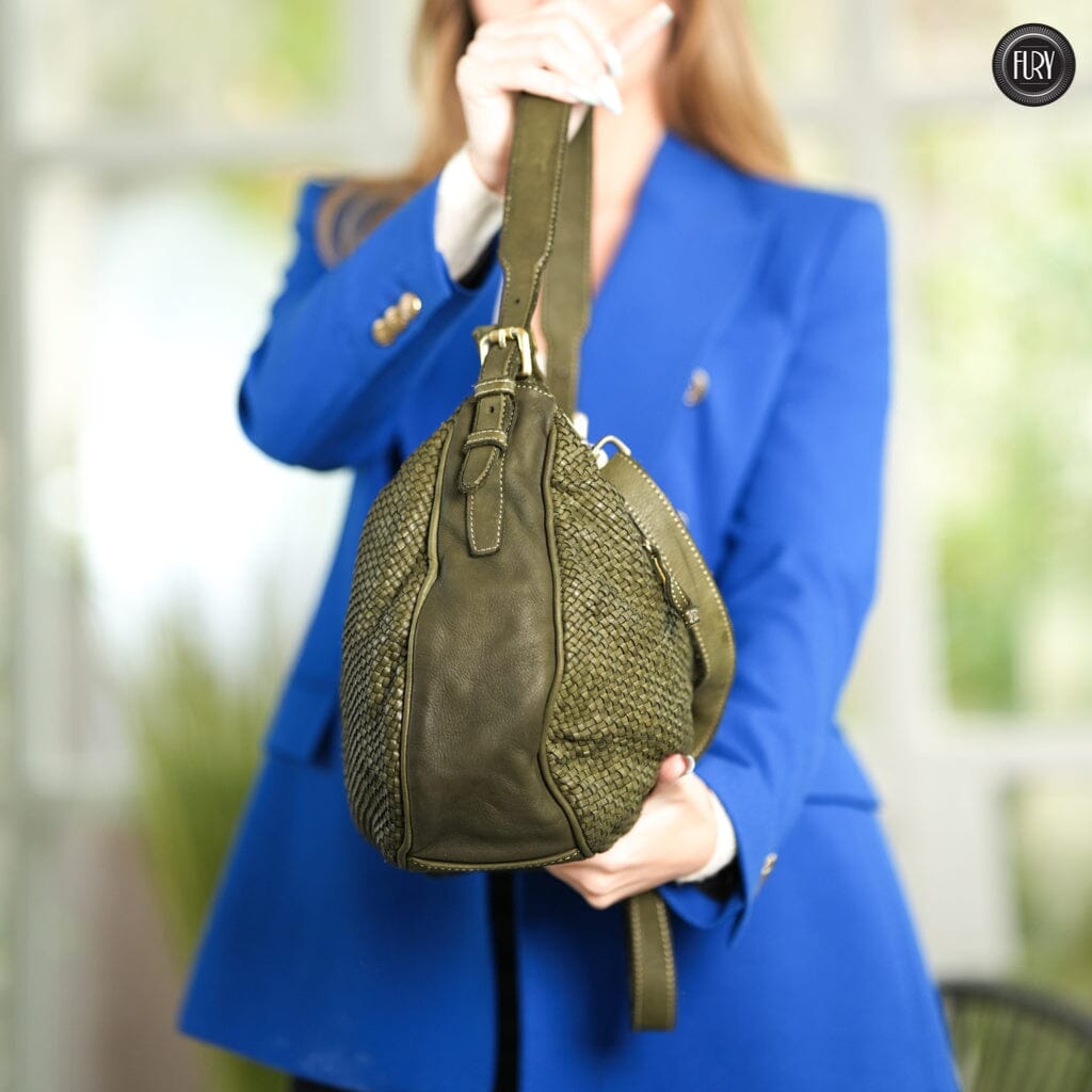 Borsa a spalla Ginger in pelle intrecciata