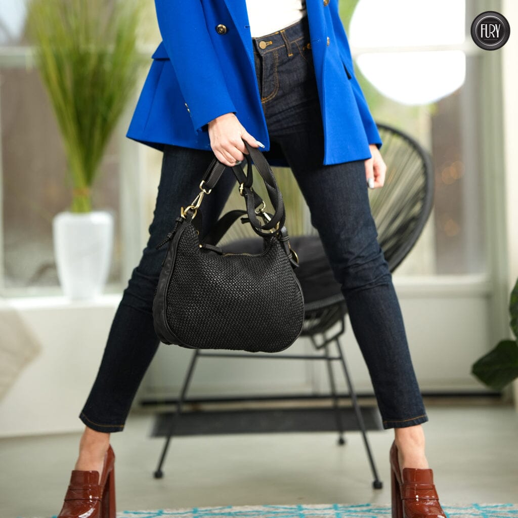 Borsa a spalla Ginger in pelle intrecciata