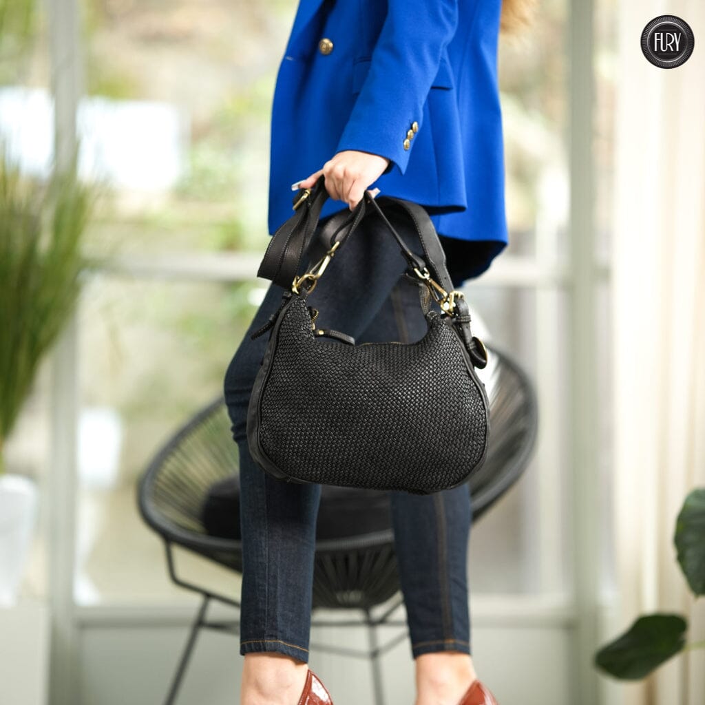 Borsa a spalla Ginger in pelle intrecciata