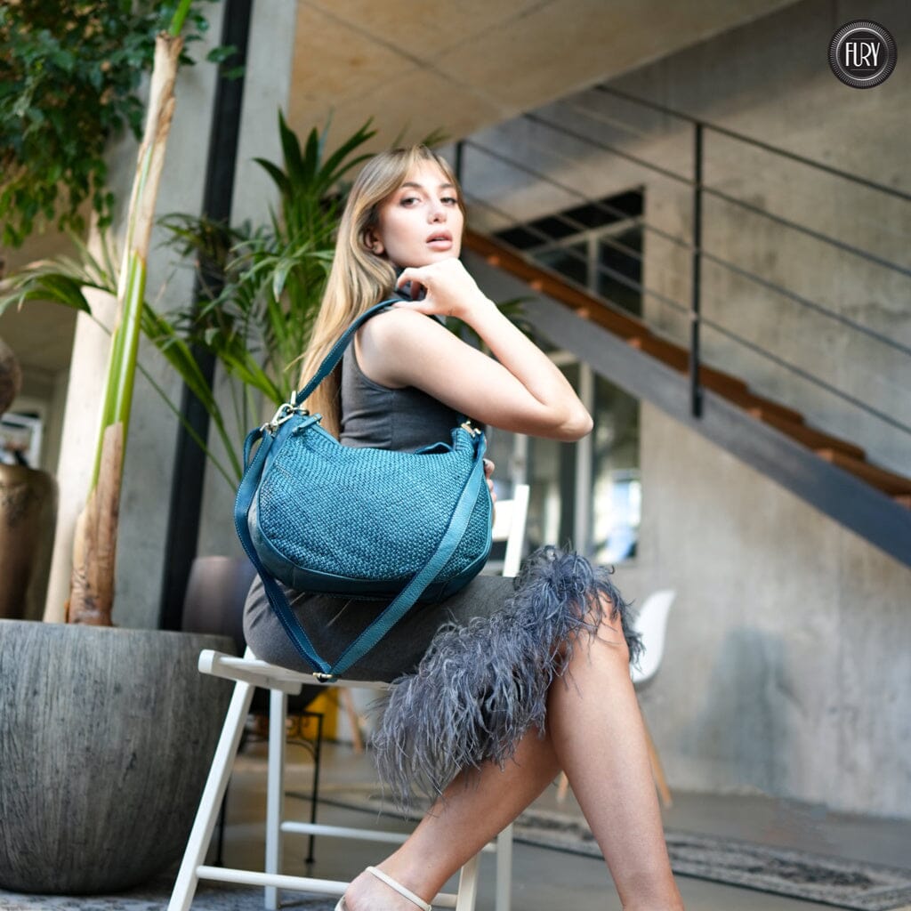 Borsa a spalla Ginger in pelle intrecciata