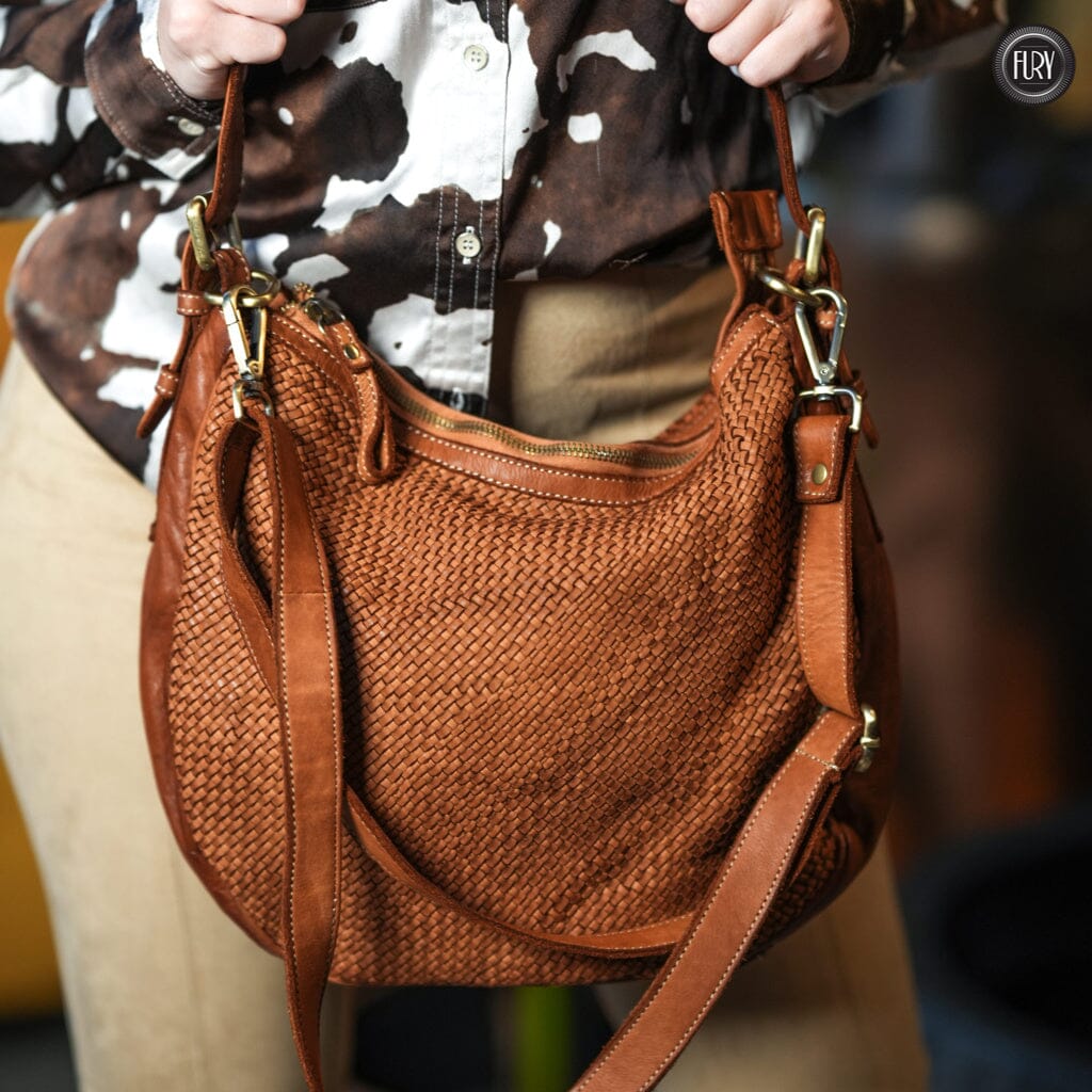 Borsa a spalla Ginger in pelle intrecciata