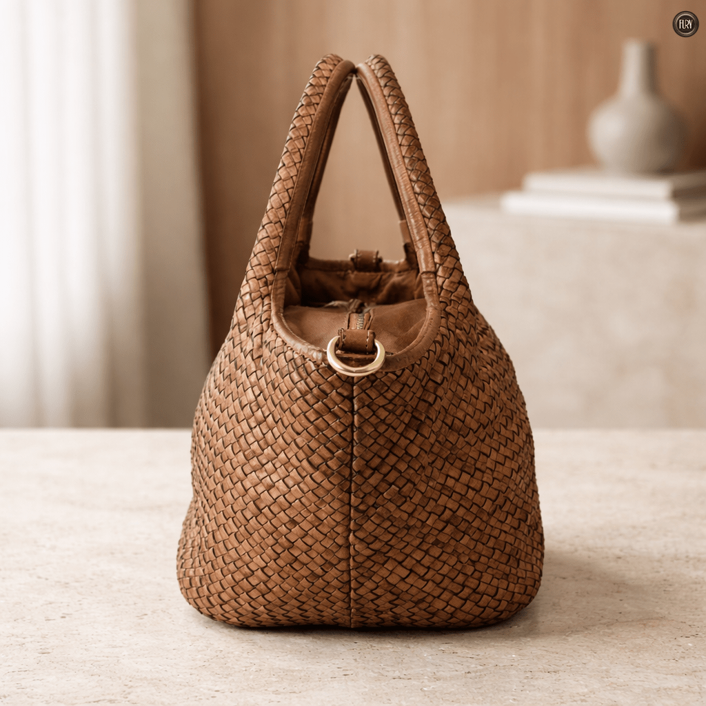 Borsa Alba Maxi in pelle intrecciata