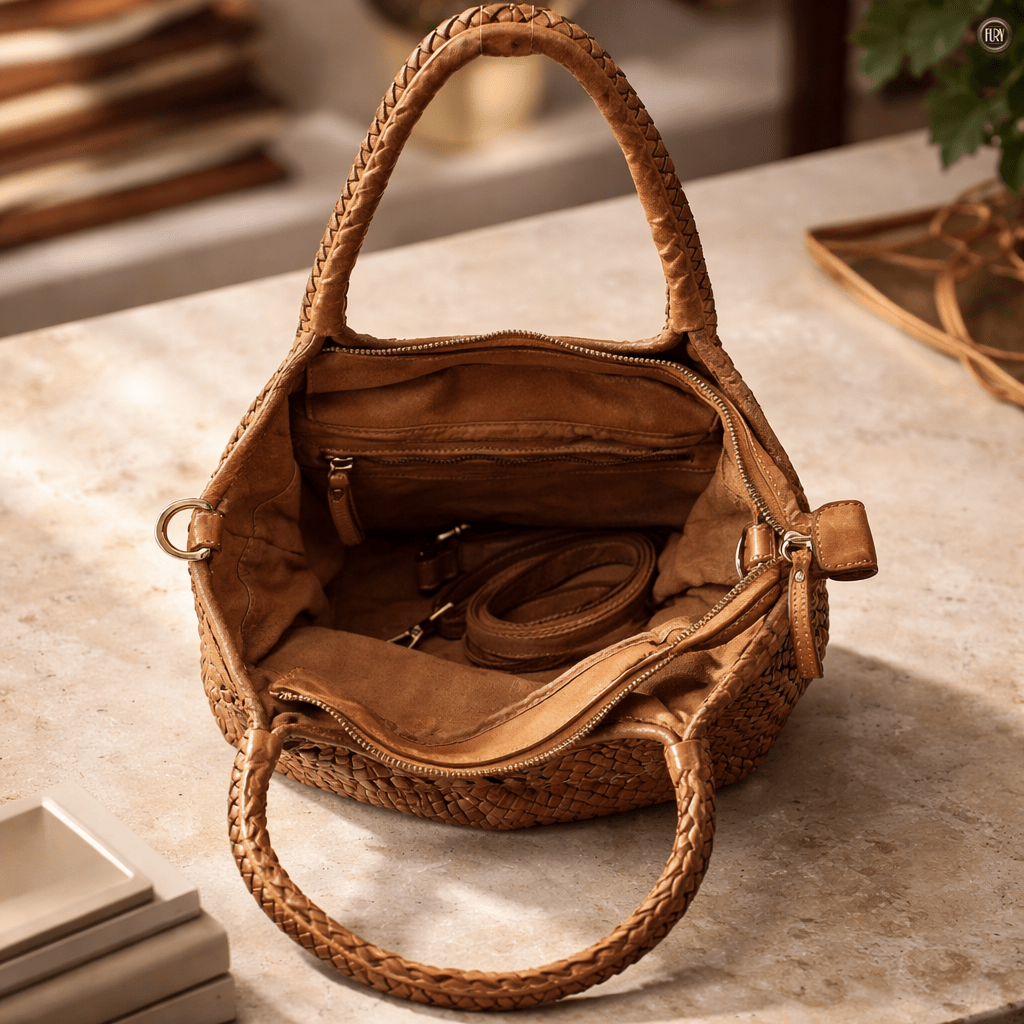 Borsa Alba Maxi in pelle intrecciata