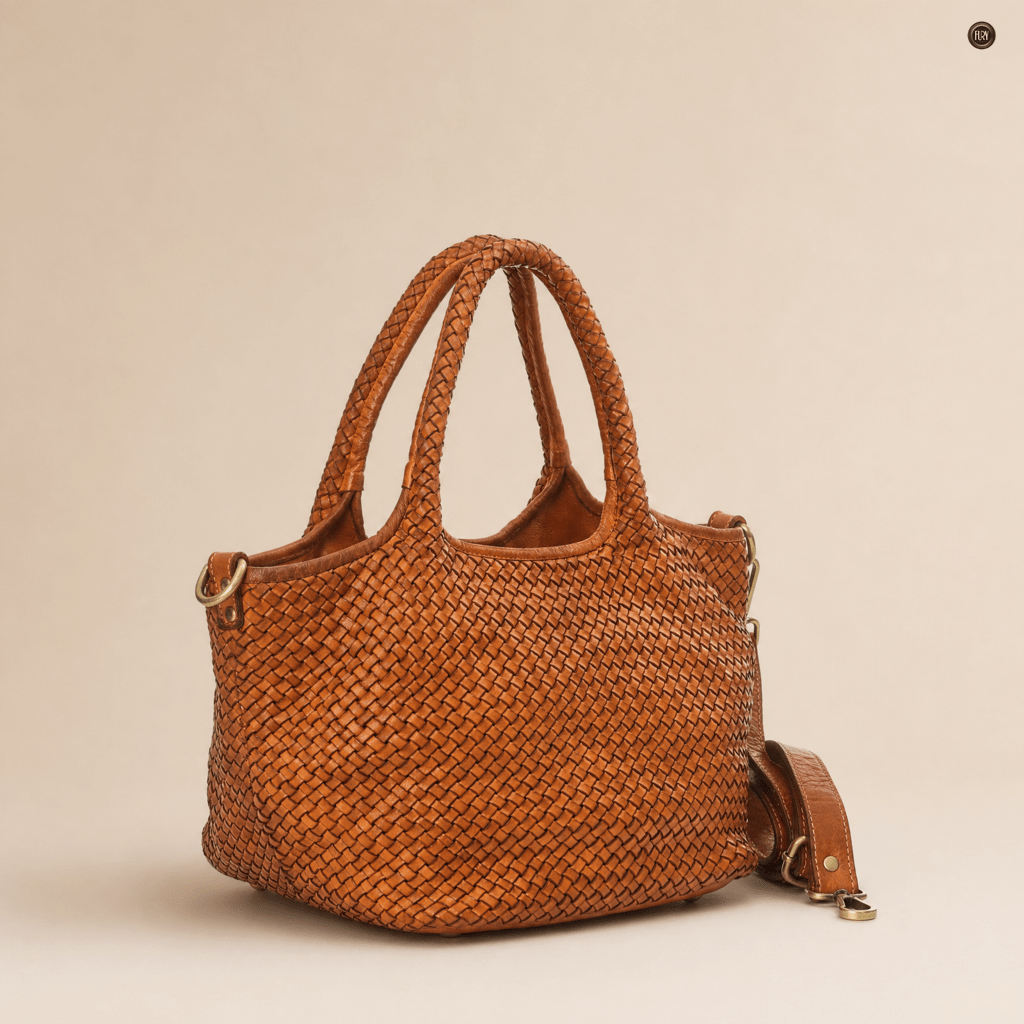 Borsa Alba Maxi in pelle intrecciata