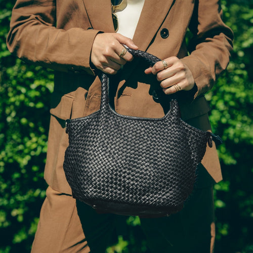 Borsa Alba Maxi in pelle intrecciata
