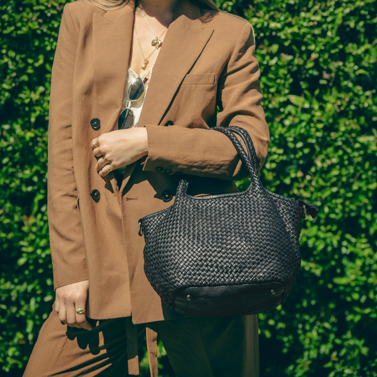 Borsa Alba Maxi in pelle intrecciata