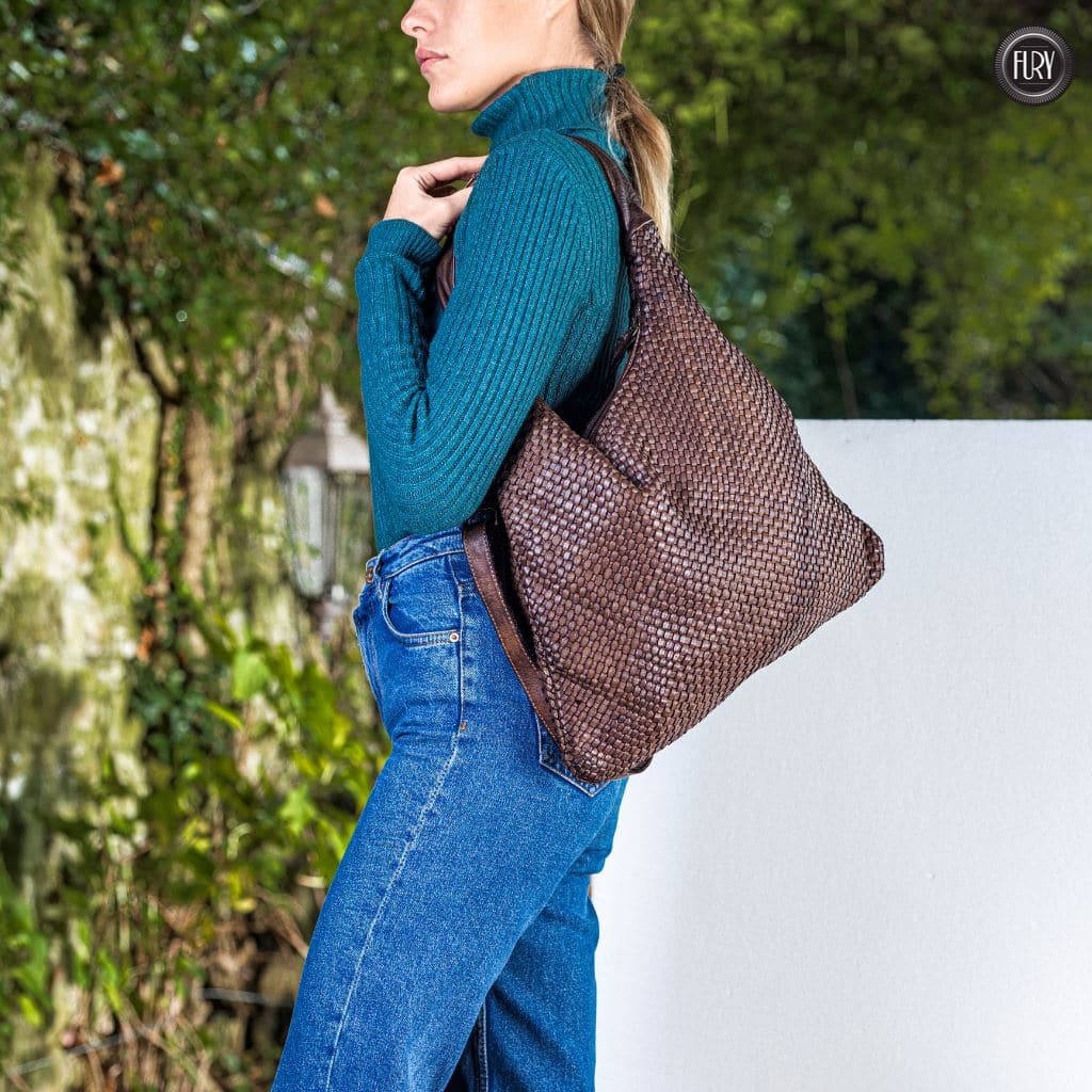 Borsa Anastasia in pelle intrecciata