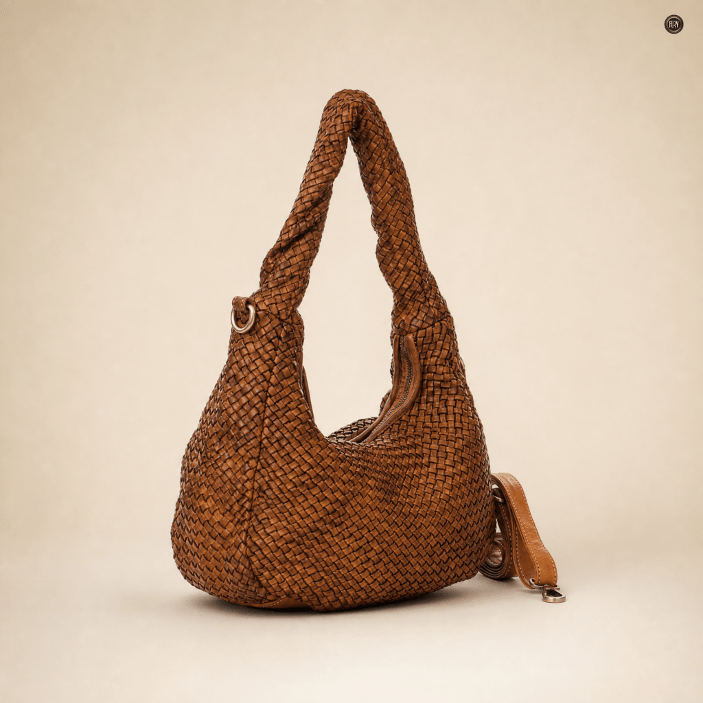 Borsa Elvira in pelle intrecciata