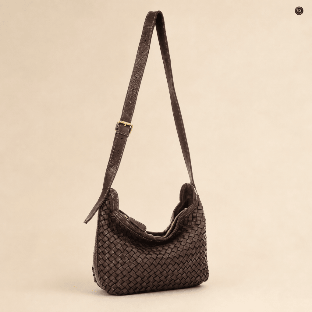 Borsa Fiamma in pelle intrecciata