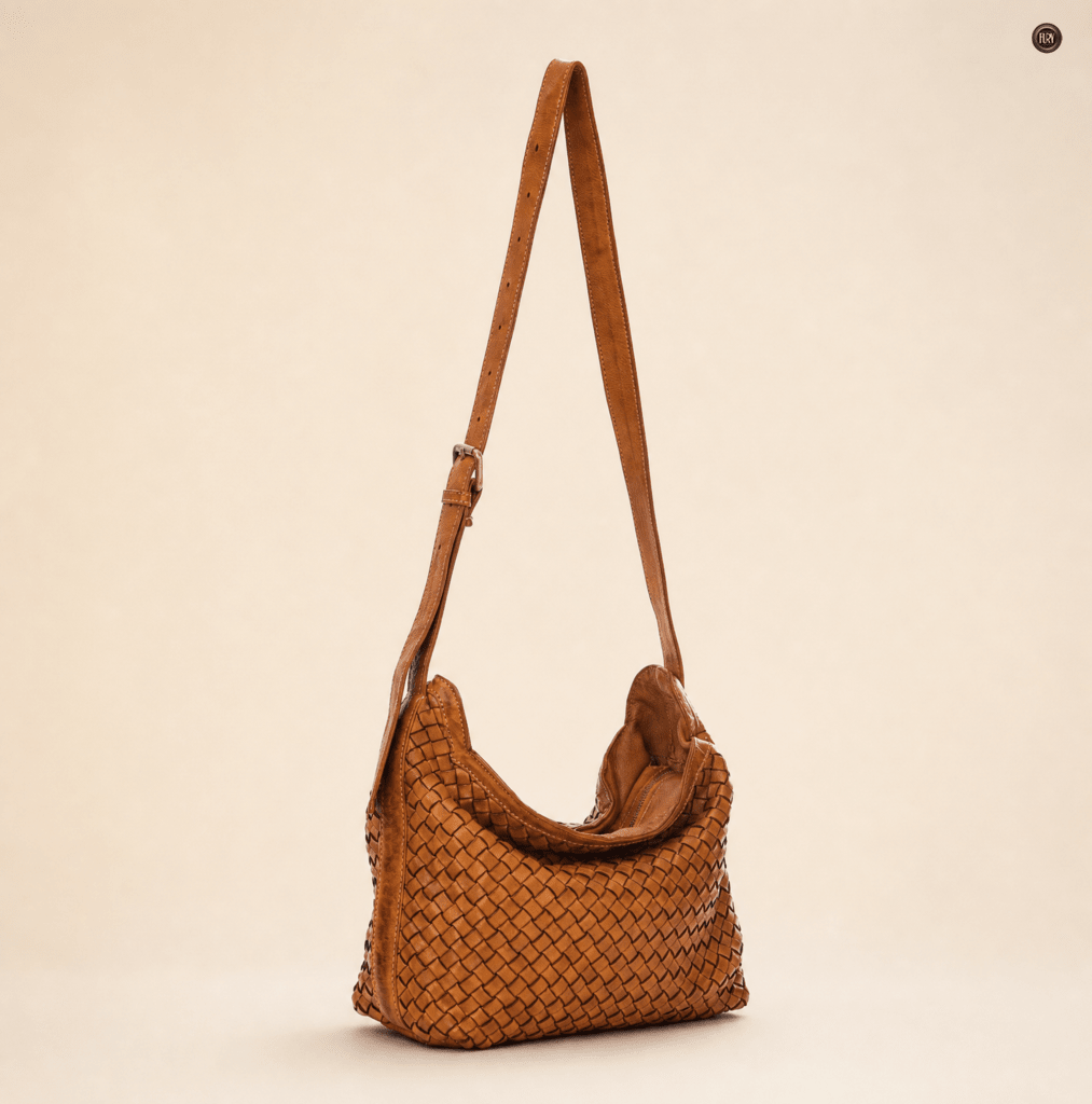 Borsa Fiamma in pelle intrecciata