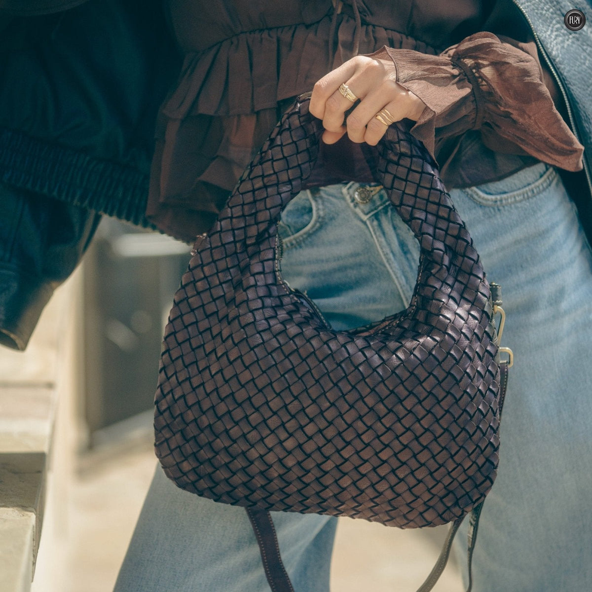 Borsa Livia in pelle intrecciata