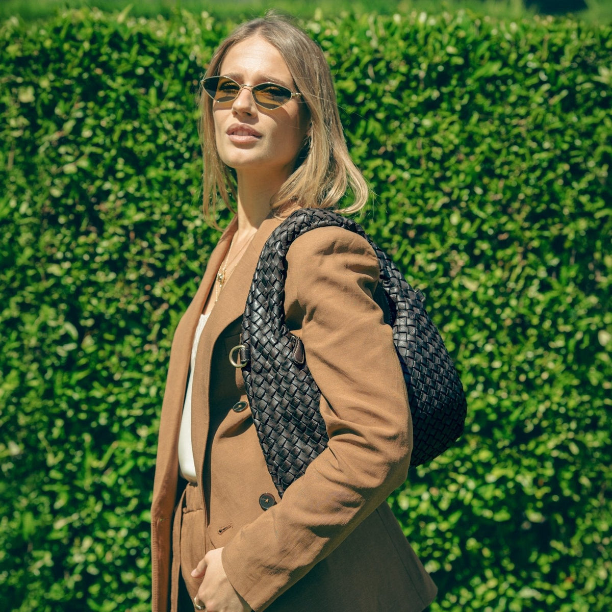 Borsa Livia in pelle intrecciata
