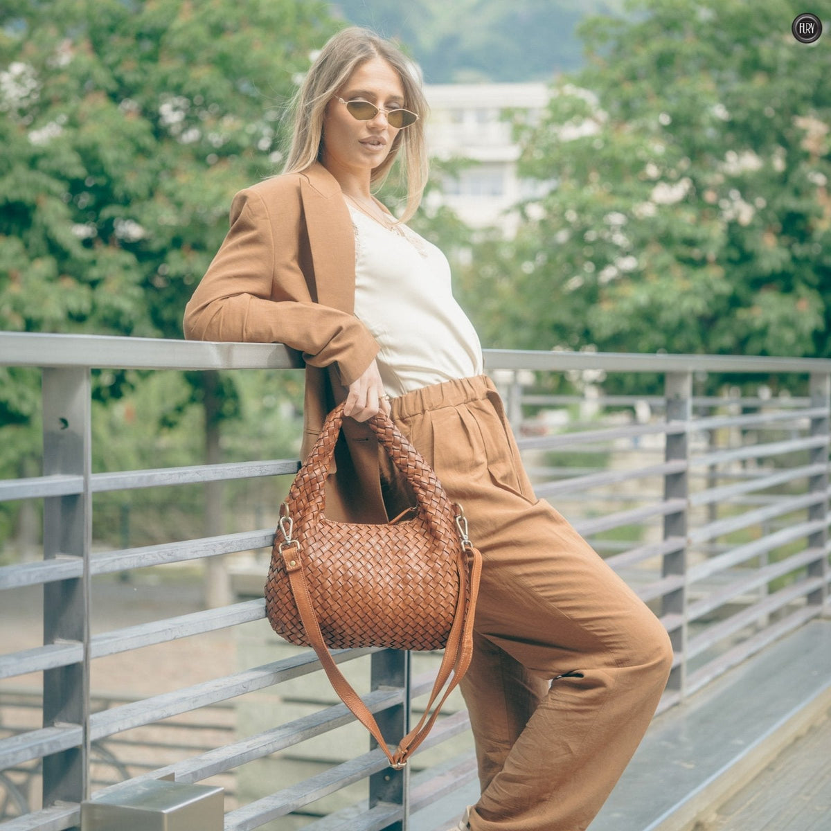 Borsa Livia in pelle intrecciata