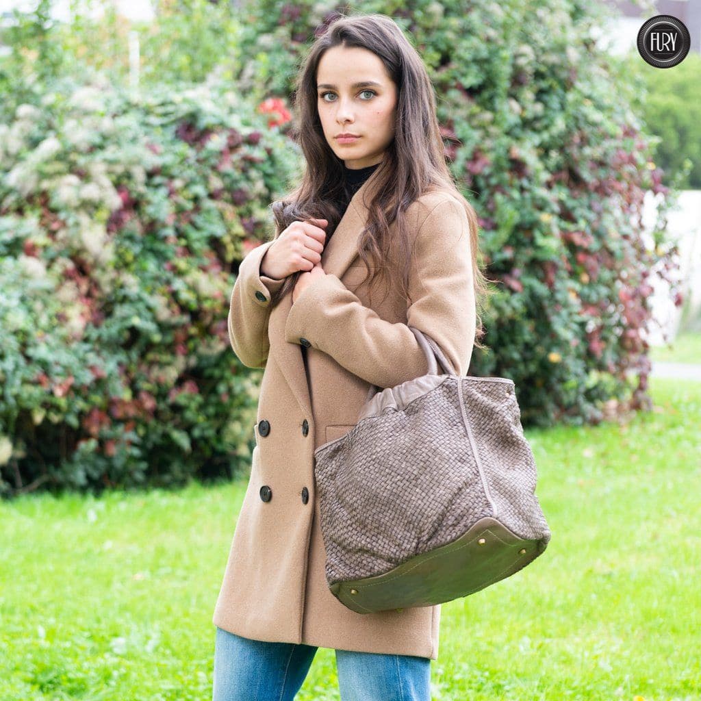 Borsa Prime in pelle intrecciata