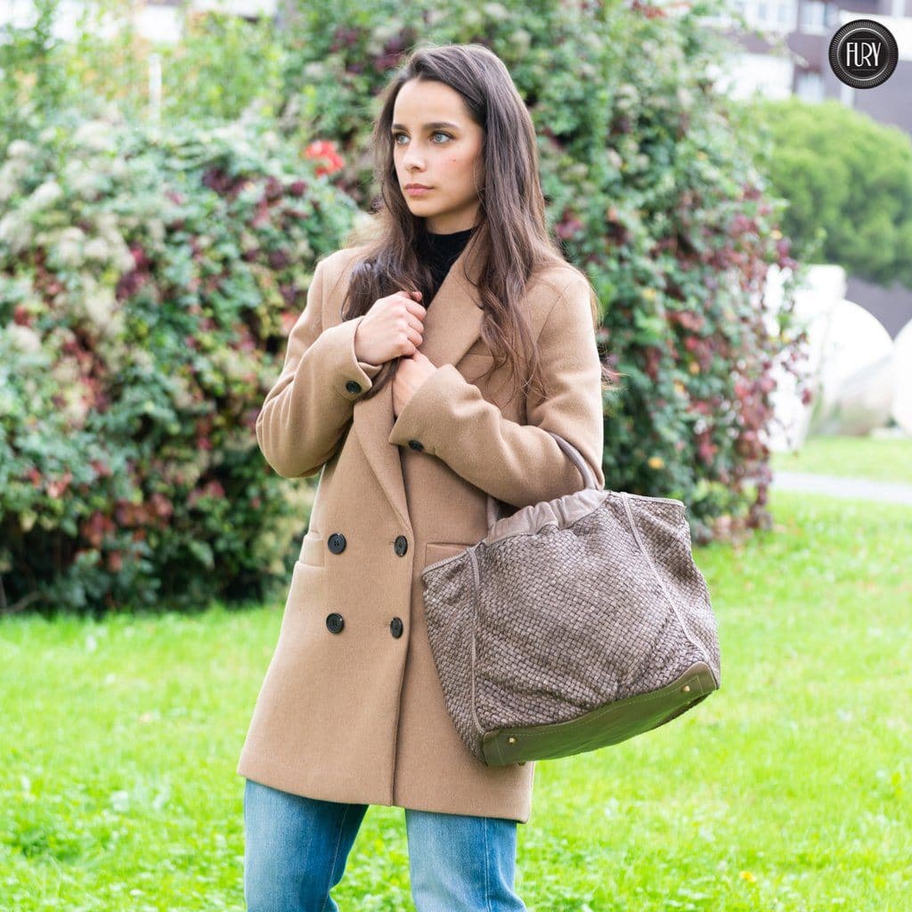 Borsa Prime in pelle intrecciata