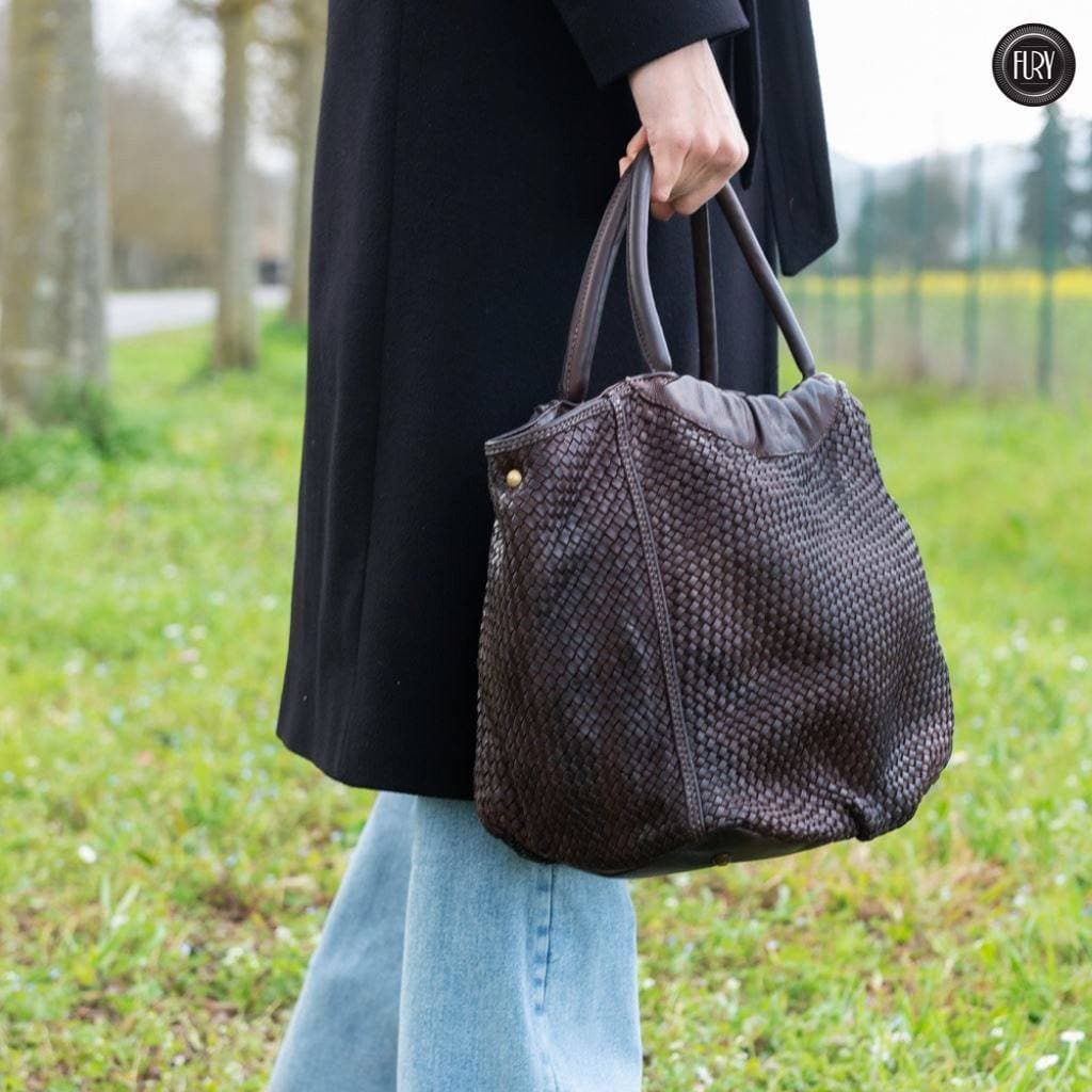 Borsa Prime in pelle intrecciata