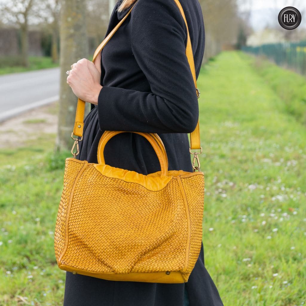 Borsa Prime in pelle intrecciata