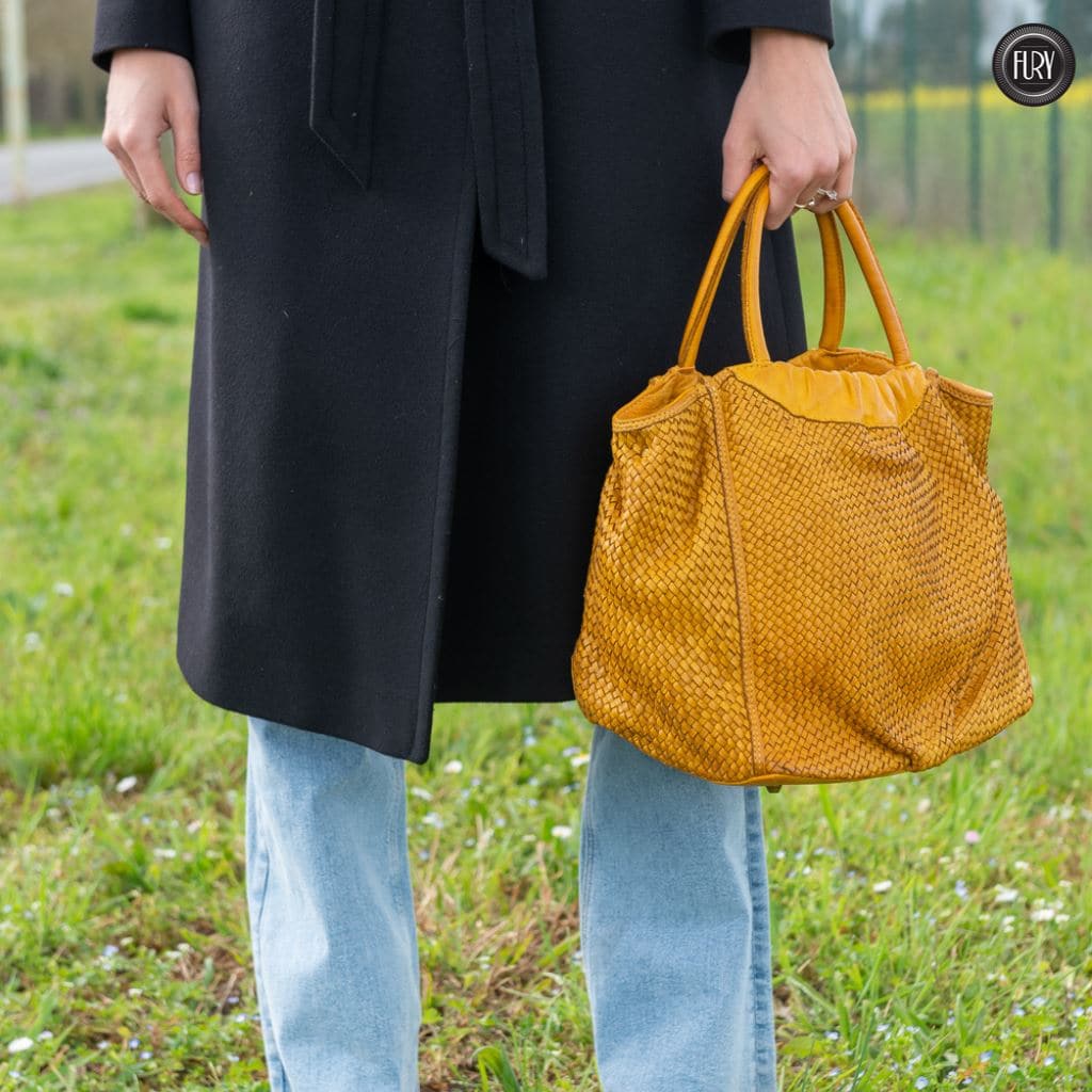 Borsa Prime in pelle intrecciata