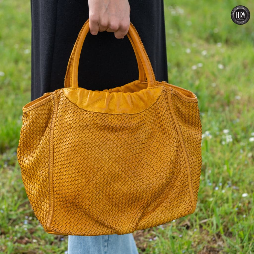 Borsa Prime in pelle intrecciata