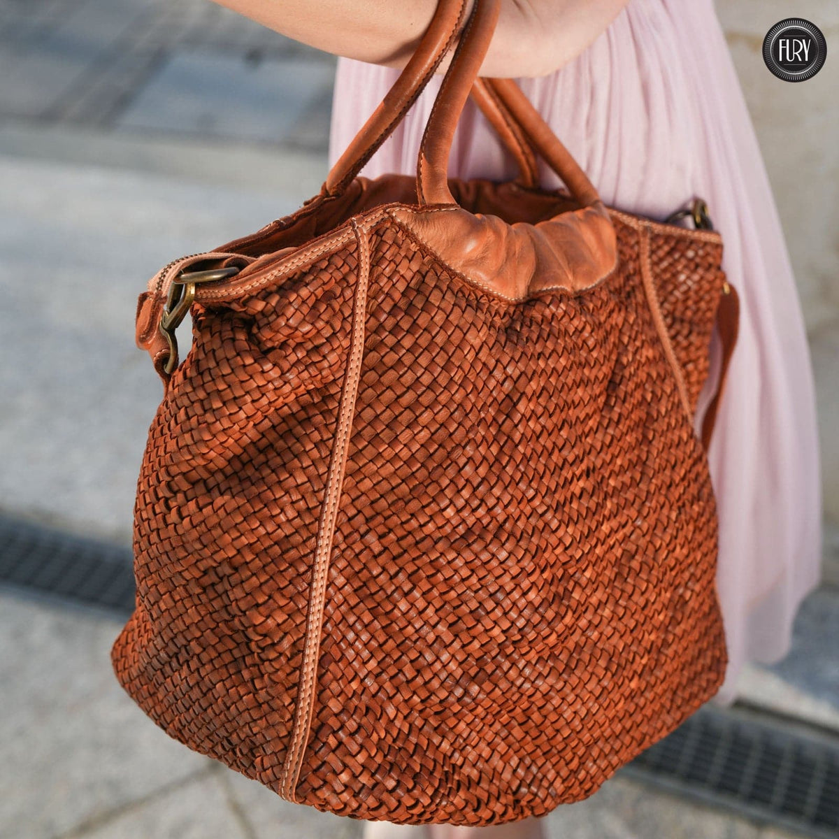 Borsa Prime in pelle intrecciata