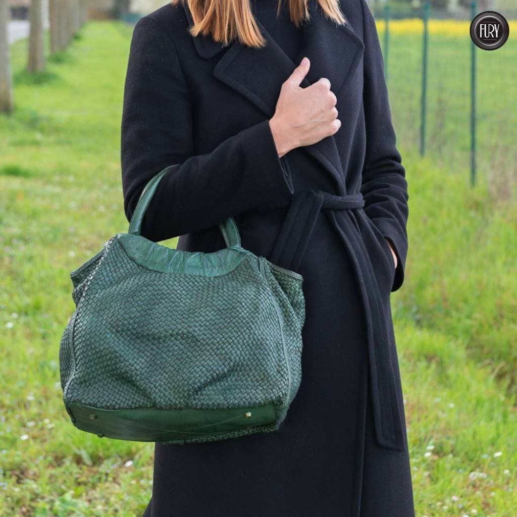 Borsa Prime in pelle intrecciata
