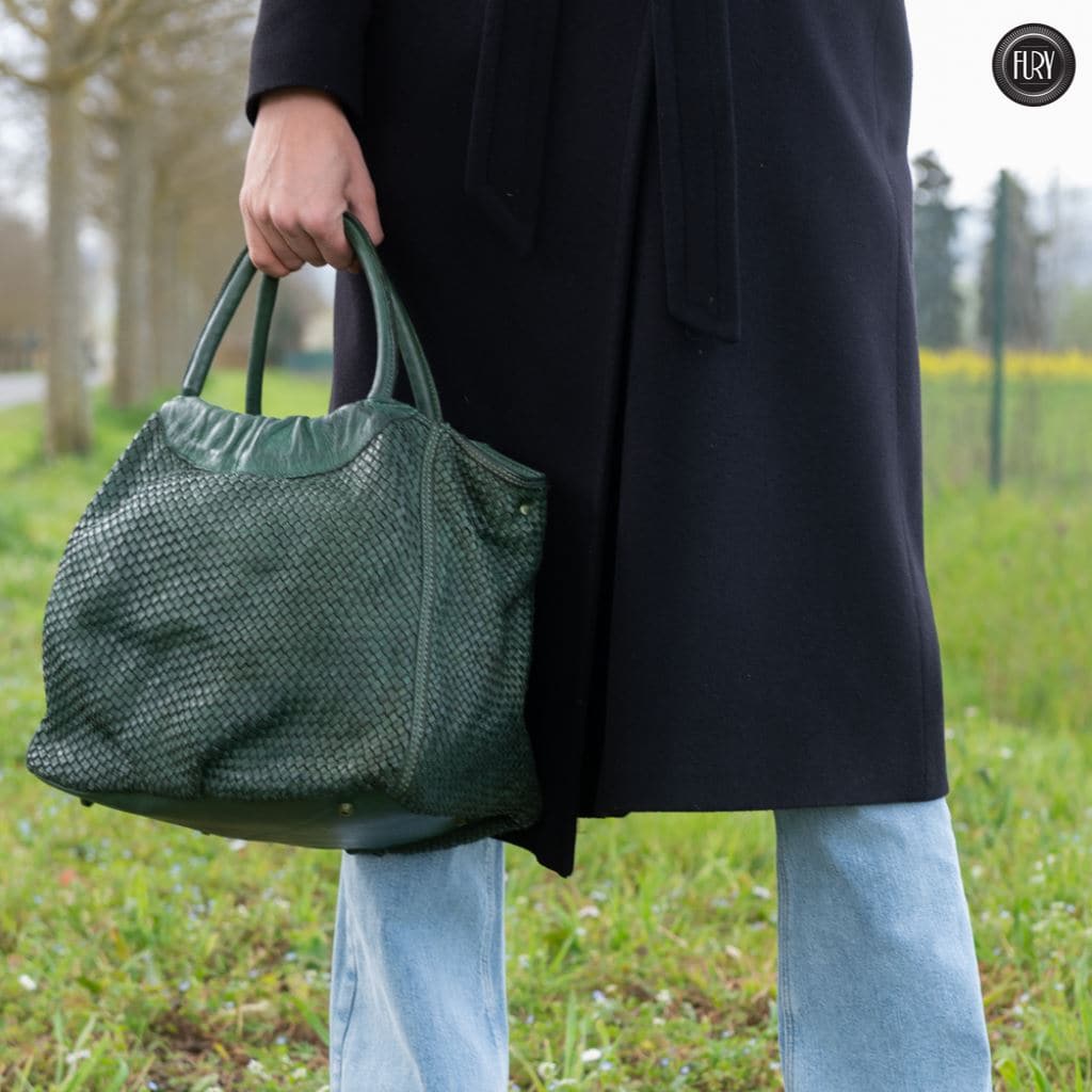 Borsa Prime in pelle intrecciata