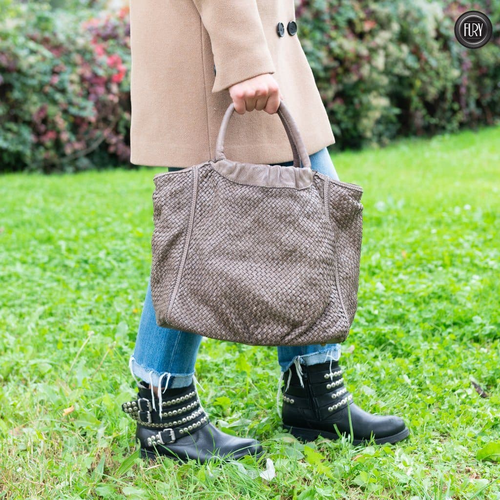 Borsa Prime in pelle intrecciata
