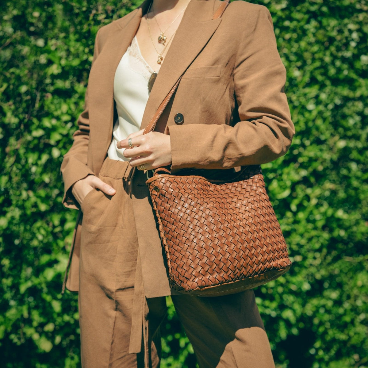 Borsa Sibilla Maxi in pelle intrecciata