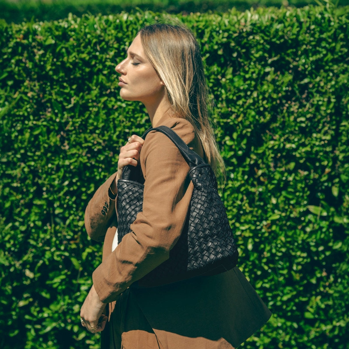 Borsa Sibilla Maxi in pelle intrecciata